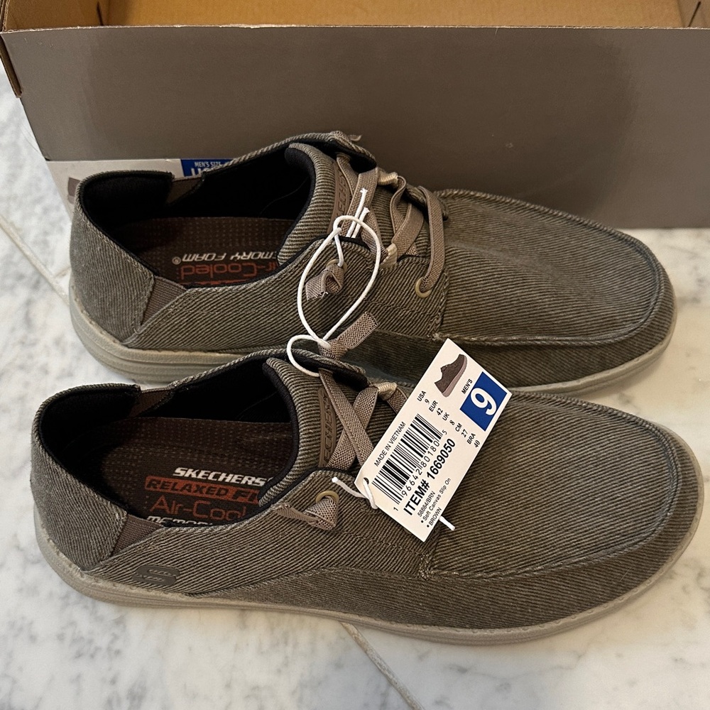Skechers Brown Loafers with Air-Cooled Memory Foam. New with Tags.